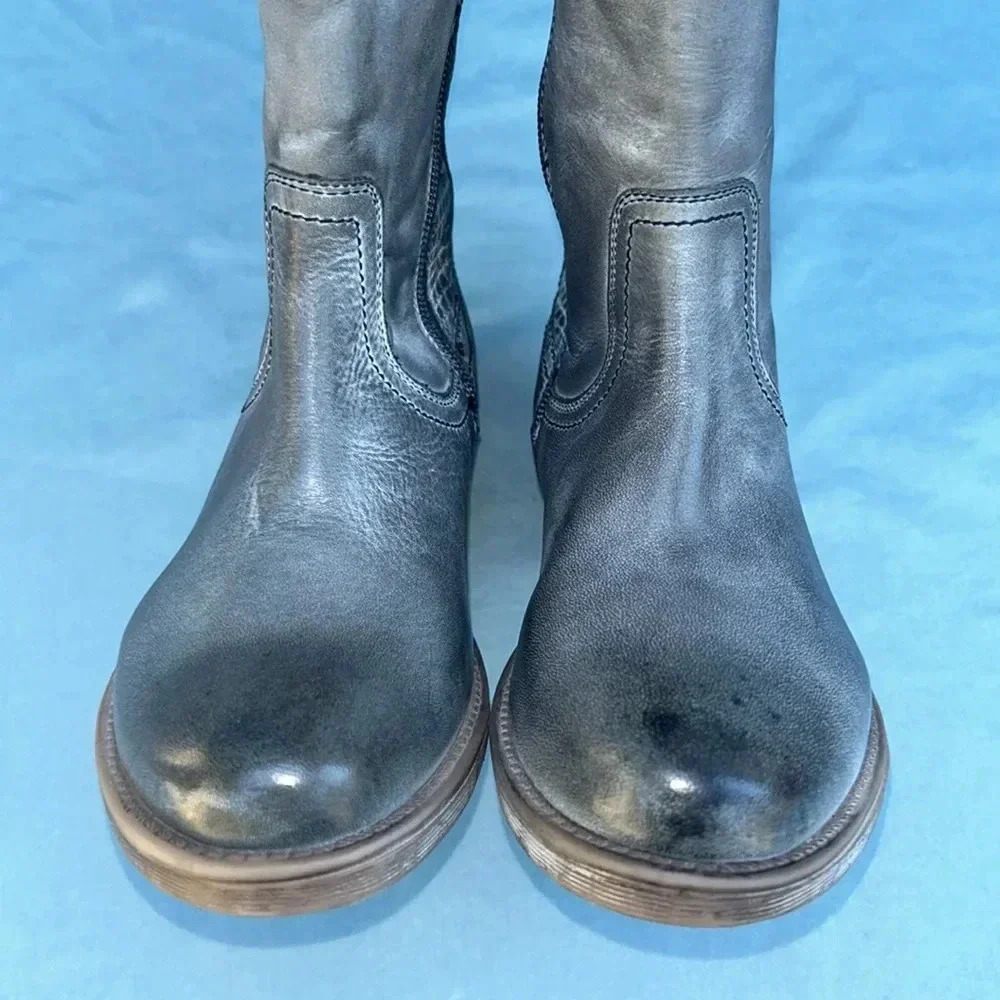 ROAN by Bed Stu women tall boot NWOT sz 6 /EU 36 gray distressed motorcycle moto - Picture 3 of 9